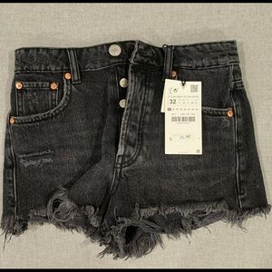 Zara cutoff distressed black short jean shorts